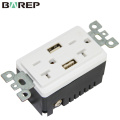 BAS20-2USB UL listed standard outlet 20A 125V gfci electrical socket